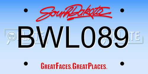BWL089 South Dakota License Plate