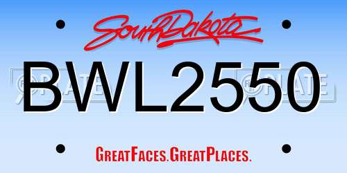 BWL2550 South Dakota License Plate