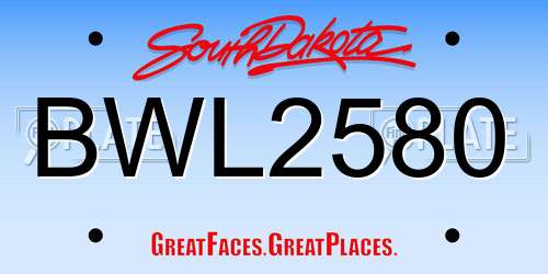 BWL2580 South Dakota License Plate