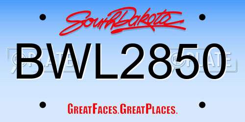 BWL2850 South Dakota License Plate