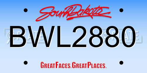 BWL2880 South Dakota License Plate