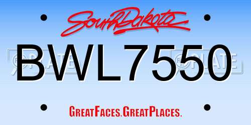 BWL7550 South Dakota License Plate