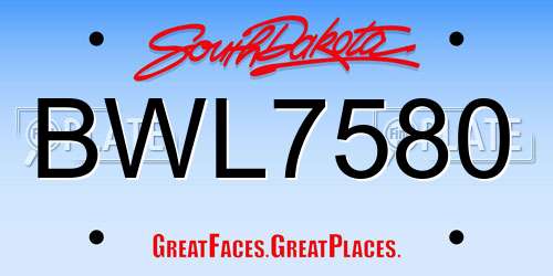 BWL7580 South Dakota License Plate