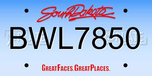 BWL7850 South Dakota License Plate