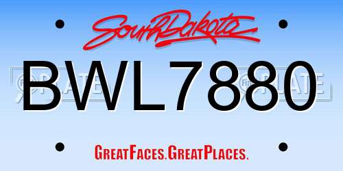 BWL7880 South Dakota License Plate