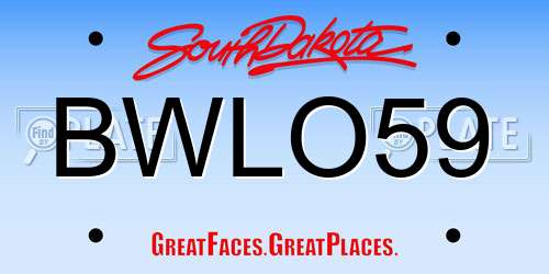 BWLO59 South Dakota License Plate