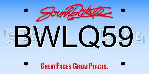 BWLQ59 South Dakota License Plate