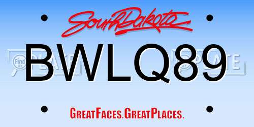 BWLQ89 South Dakota License Plate
