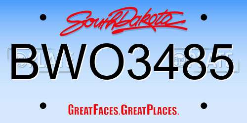 BWO3485 South Dakota License Plate
