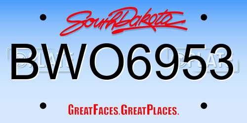 BWO6953 South Dakota License Plate