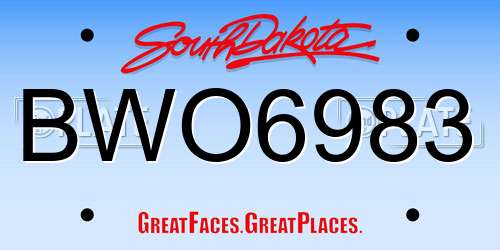 BWO6983 South Dakota License Plate