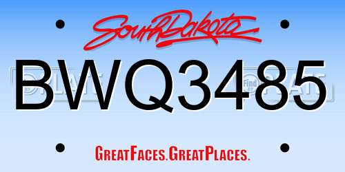 BWQ3485 South Dakota License Plate