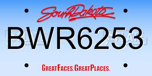 BWR6253 South Dakota License Plate