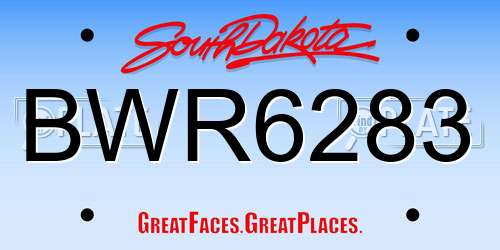 BWR6283 South Dakota License Plate