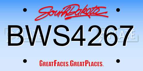 BWS4267 South Dakota License Plate