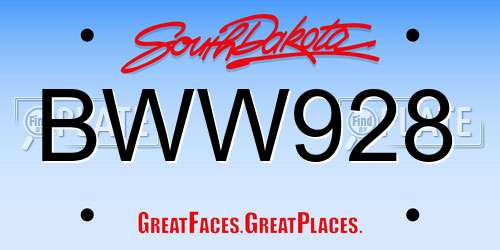 BWW928 South Dakota License Plate