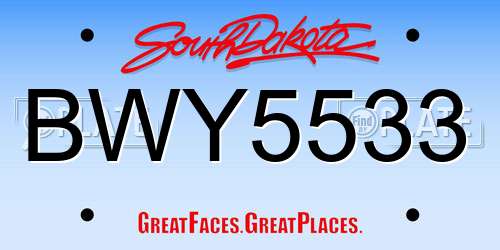 BWY5533 South Dakota License Plate