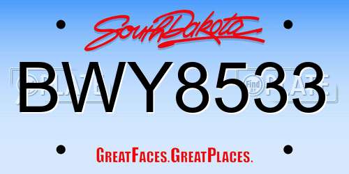 BWY8533 South Dakota License Plate
