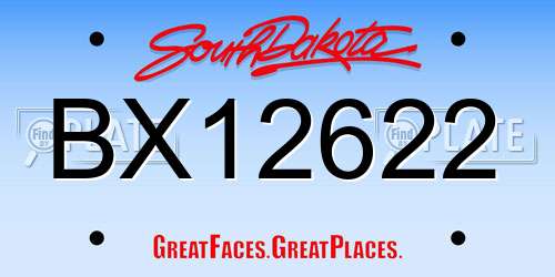 BX12622 South Dakota License Plate