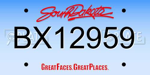 BX12959 South Dakota License Plate