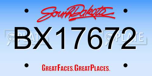 BX17672 South Dakota License Plate