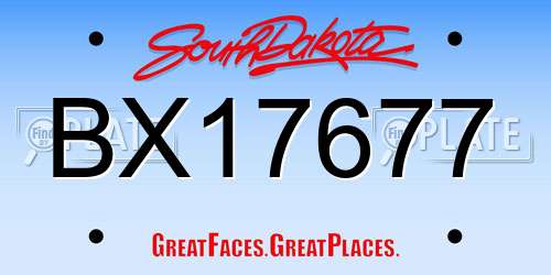 BX17677 South Dakota License Plate