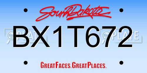 BX1T672 South Dakota License Plate