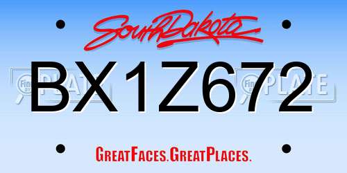BX1Z672 South Dakota License Plate