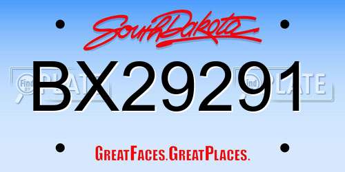 BX29291 South Dakota License Plate