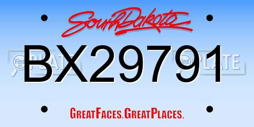 BX29791 South Dakota License Plate