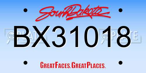 BX31018 South Dakota License Plate