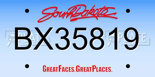 BX35819 South Dakota License Plate