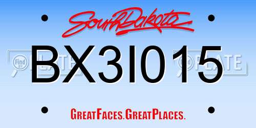 BX3I015 South Dakota License Plate