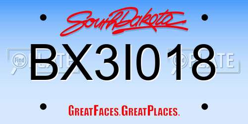 BX3I018 South Dakota License Plate
