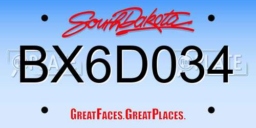 BX6D034 South Dakota License Plate