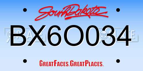 BX6O034 South Dakota License Plate