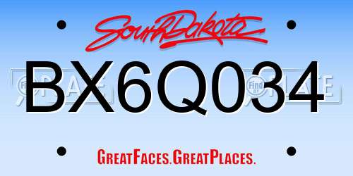 BX6Q034 South Dakota License Plate