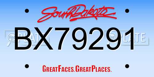 BX79291 South Dakota License Plate