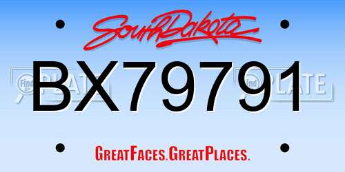 BX79791 South Dakota License Plate