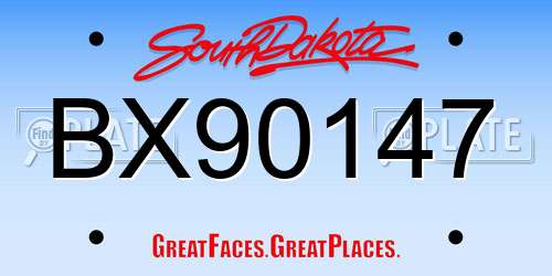 BX90147 South Dakota License Plate