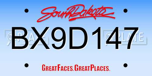 BX9D147 South Dakota License Plate