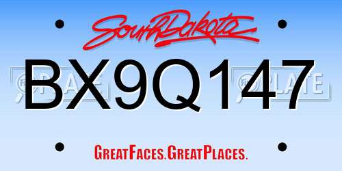 BX9Q147 South Dakota License Plate
