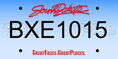 BXE1015 South Dakota License Plate