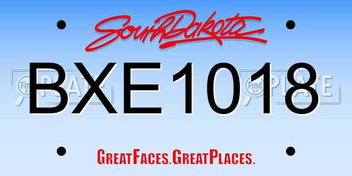 BXE1018 South Dakota License Plate