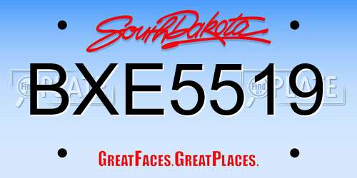 BXE5519 South Dakota License Plate