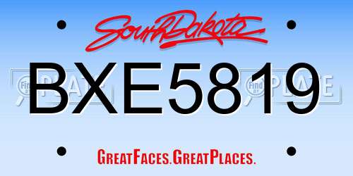 BXE5819 South Dakota License Plate