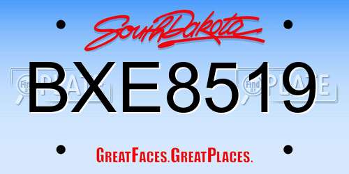 BXE8519 South Dakota License Plate