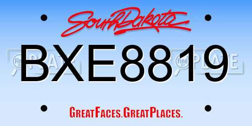 BXE8819 South Dakota License Plate