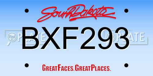 BXF293 South Dakota License Plate