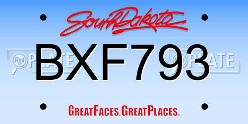 BXF793 South Dakota License Plate
